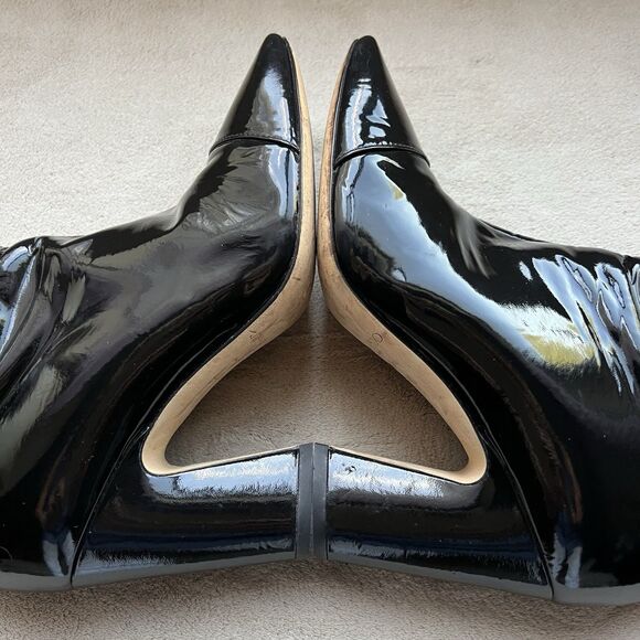 Jimmy Choo Black Patent Leather Block Heel Ankle Boot Women EU 36.5 US 6.5 Chic - Picture 5 of 16